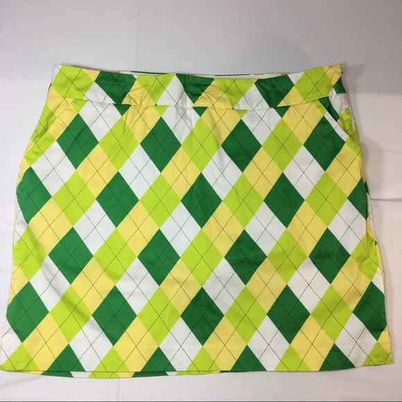 Loudmouth Pants - Loudmouth Ladies Golf skort Sz 12 green yellow